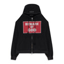 BLACK BEWARE OF GOD ZIP HOODIE