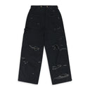 BLACK DISTRESSED PATCH WORK SWEATPANTS