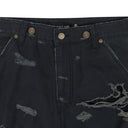 BLACK DISTRESSED PATCH WORK SWEATPANTS