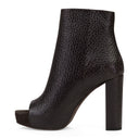 BROWN PEEP TOE HEELED BOOTS