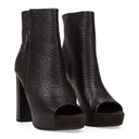 BROWN PEEP TOE HEELED BOOTS