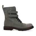 GREEN LACEUP COMBAT BOOT RHINESTONE TOE BOOTS