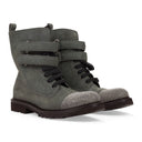 GREEN LACEUP COMBAT BOOT RHINESTONE TOE BOOTS