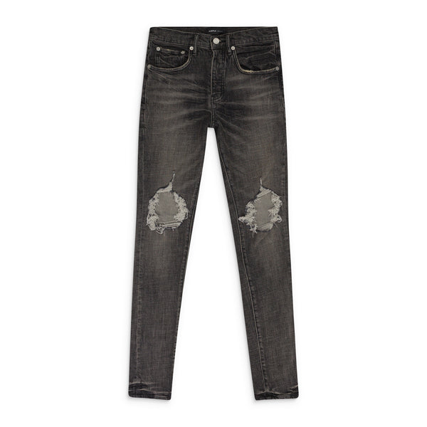 GREY DIRTY RESIN BLOWOUT SKINNY JEANS