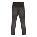 GREY DIRTY RESIN BLOWOUT SKINNY JEANS