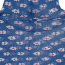 BLUE FLOWER PRINTED MESH TURTLENECK SWEATER