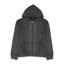 Grey CASHEW BLOSSOM PEARL ZIPPER HOODIE
