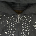 Grey CASHEW BLOSSOM PEARL ZIPPER HOODIE
