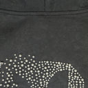 Grey CASHEW BLOSSOM PEARL ZIPPER HOODIE