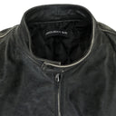 BLACK DISTRESSED BIKER LEATHER JACKET