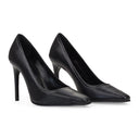 BLACK LEATHER 'FOR WALKING' HEELS