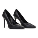 BLACK LEATHER 'FOR WALKING' HEELS
