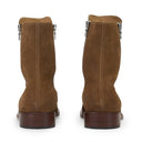 BROWN SUEDE STACK BOOTS