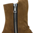 BROWN SUEDE STACK BOOTS