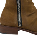 BROWN SUEDE STACK BOOTS