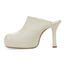 WHITE BOLD LEATHER MULES