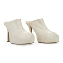 WHITE BOLD LEATHER MULES