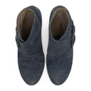 BLUE DISTRESSED CALF SKIN LEATHER BOOTS