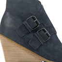 BLUE DISTRESSED CALF SKIN LEATHER BOOTS