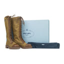 COMBAT LOGO TALL BOOTS BROWN KNEE-HIGH BOOTS