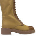 COMBAT LOGO TALL BOOTS BROWN KNEE-HIGH BOOTS