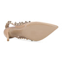 CREAM/PINK ROCKSTUD ANKLE STRAP HEELS