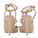 CREAM/PINK ROCKSTUD ANKLE STRAP HEELS