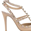 CREAM/PINK ROCKSTUD ANKLE STRAP HEELS