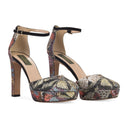 MULTICOLOR RHINESTONE PATTERN HEELS