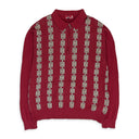 BURGUNDY CHAIN HALF ZIP KNIT SWEATER