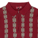 BURGUNDY CHAIN HALF ZIP KNIT SWEATER