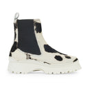 WHITE COWPRINT NICO ANKLE BOOTS