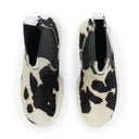 WHITE COWPRINT NICO ANKLE BOOTS