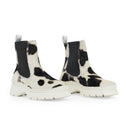 WHITE COWPRINT NICO ANKLE BOOTS