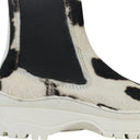 WHITE COWPRINT NICO ANKLE BOOTS