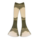 GREEN MESH FLARED "CARTOUCHE" PRINT PANTS