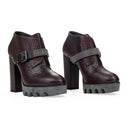 PURPLE LEATHER PLATFORM HEELS