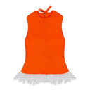 ORANGE BEADED OPEN BACK KNIT BLOUSE