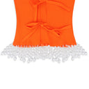 ORANGE BEADED OPEN BACK KNIT BLOUSE
