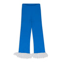 BLUE BEADED KNIT STRAIGHT PANTS