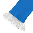 BLUE BEADED KNIT STRAIGHT PANTS