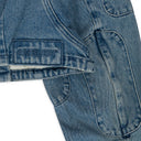BLUE CROPPED BIKER DENIM JACKET
