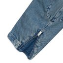 BLUE CROPPED BIKER DENIM JACKET