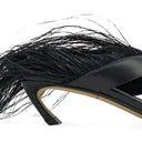 BLACK SWING SANDALS WITH FEATHER-45MM PUMPS
