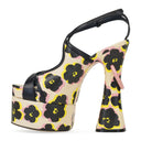 BLACK/PINK PLATFORMS SANDALS SMILE HEELS