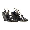 BLACK BANANA HEEL WEDGE SANDAL 90MM HEELS