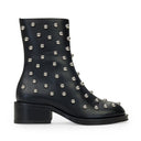 BLACK/SILVER ZIPPEES AVEC CLOUS ANKLE BOOTS