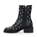 BLACK/SILVER ZIPPEES AVEC CLOUS ANKLE BOOTS