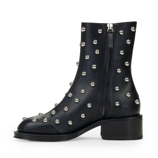 BLACK/SILVER ZIPPEES AVEC CLOUS ANKLE BOOTS