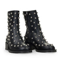 BLACK/SILVER ZIPPEES AVEC CLOUS ANKLE BOOTS